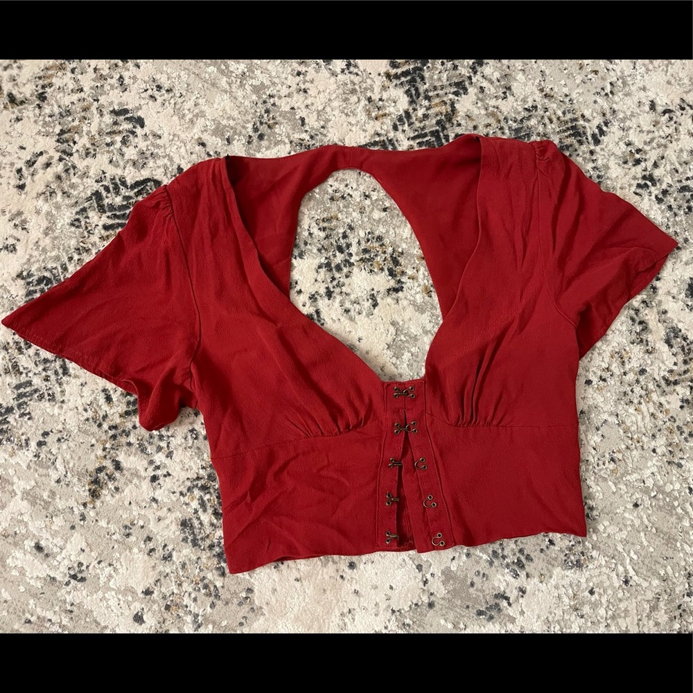 Crop corset hook front top